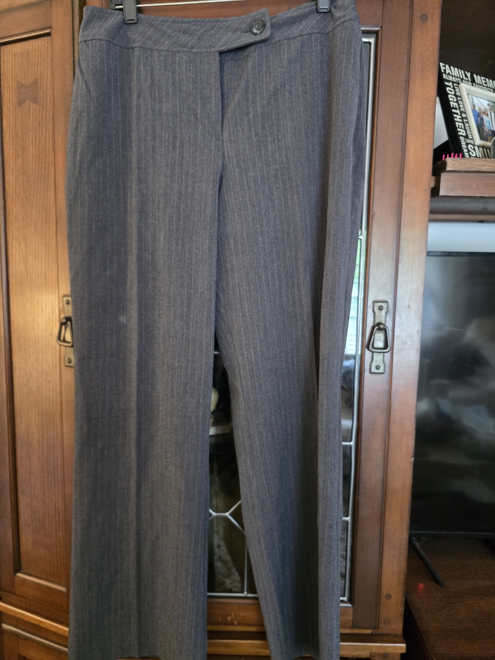 Fashion Bug Women's Gray Pinstripe Dress Trousers